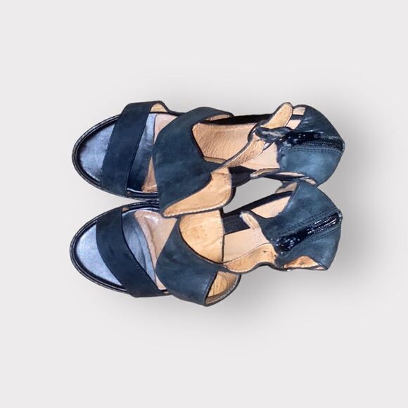 Jeffery Campbell Black Leather Heel Sandals Shoe Size 8.5 - Picture 3 of 5